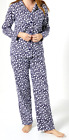 New Womens Star Print Flannel Pyjama Set Navy Size Uk 12/14