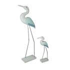 Set of 2 Hand Carved White Painted Wood Bird Home Coastal Décor Sculptures