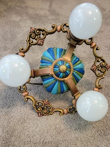 Vintage antique Art Deco chandelier 3 light 1920-30's-rewired Cover