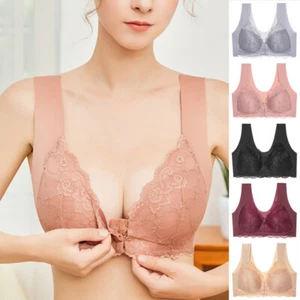 Push Up Bra Women Front Closure Wireless Lingerie Bras Lace Bralette Underwear ☾ - Picture 1 of 28