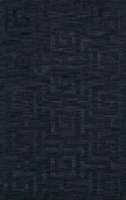 Alfombra geométrica azul transicional enganchada a mano cuadrados rizos bloques DV13 Foto 1 de 2