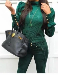 H&M X Balmain Jacquard weave Silk Blouse Green 100% Silk Top Shirt Size 8 - Picture 1 of 5