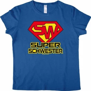 Super Schwester T-Shirt Geschenkidee Geburtstag für Damen Gr. S-L blau  - Bild 1 von 2
