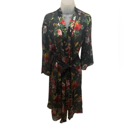 Alice + Olivia Maylin Floral Silk Blend Robe Size XS/S - Image 1 of 4