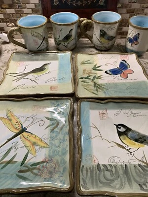 Mariposa pájaro libélula Susan Winget internacional certificado 8 piezas Juego de almuerzo Foto 1 de 4