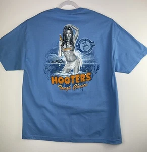 NWOT Hooters Men's 2XL Blue Hooters Racing Tough Choice Pin-up Girl T-Shirt - Picture 1 of 9