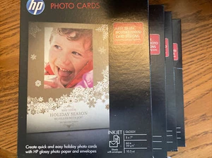 4 Boxes 10 Each -HP Christmas Photo Cards D2W45A, 5" x 7'', Inkjet Printer Paper - Picture 1 of 3