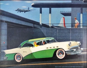 1956 Buick Roadmaster Super Century Dynaflow Print Ad Airport - Picture 1 of 7