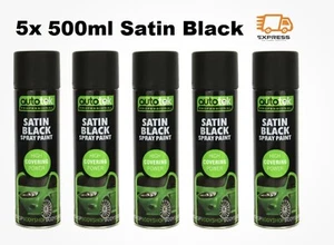 5x Autotek Spray Paint 500ml Satin Black - Five Pack - Brand New!! - Picture 1 of 2