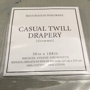 RESTORATION HARDWARE RH Casual Twill Drapery 50x108 Bronze Grommets Celery Green - Picture 1 of 6