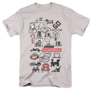 Monopoly Game Icons Men’s T-Shirt S-3XL Officially Licensed Hasbro Tee - Picture 1 of 2
