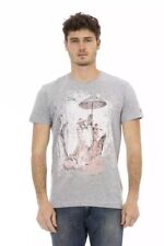 Trussardi Action Schickes graues T-Shirt aus Baumwollmischung mit künstlerischem