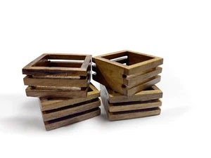 Set of 4 Wooden Crates – Dollhouse Miniature Accessories 1:12 Scale Storage Box - Imagen 1 de 8