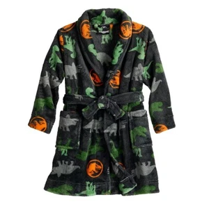 Jurassic World Dinosaurs Boy's Fleece Green Dino Bathrobe, Robe - Picture 1 of 2