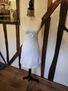 Mod Shift Mini Dress Off White / Cream Wedding 8 - 10 Vintage Retro - Picture 1 of 9