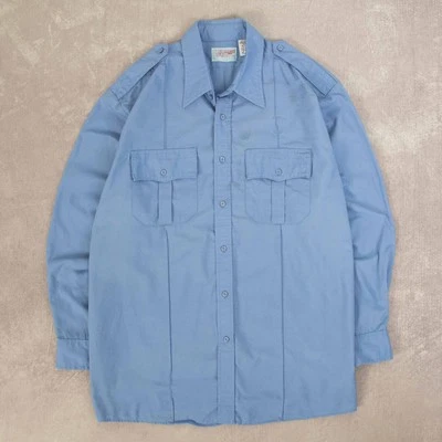 Red Kap Vintage 90s Workwear Shirt XL Made in USA Men's Blue Plain - image 1 of 4