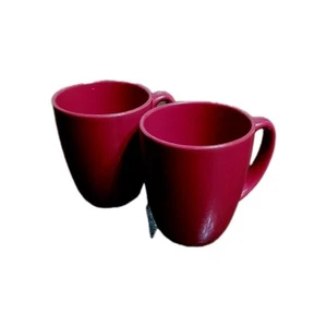 Set of 2 Corelle Coordinates Stoneware Coffee Mugs Solid Red Tapered - Picture 1 of 3