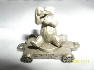 pewter train car coca cola bear drinking coke 1" x 1" - Picture 1 of 5
