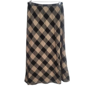 Coldwater Creek Linen Blend Maxi Skirt Women's Medium Black Tan Preppy Lagenlook - Picture 1 of 9