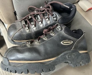 Skechers Jammers Vtg 90s Y2K Womens 7.5 Brown Leather Chunky Platform Chocolate - Picture 1 of 10