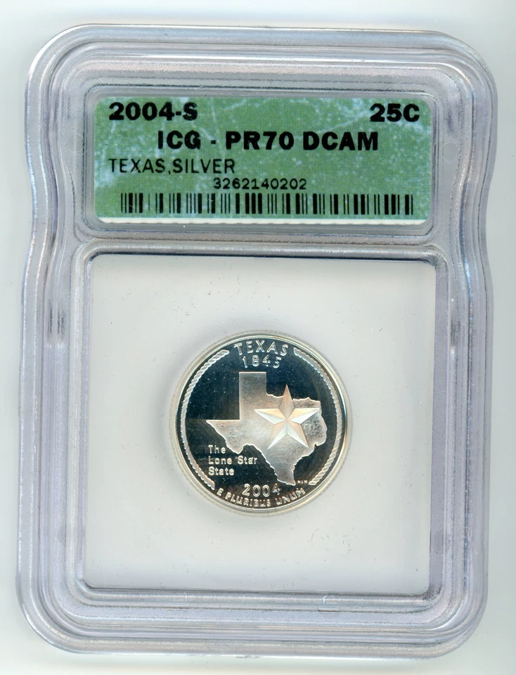 Texas 2004 S Silver Quarter ICG PR70 DCAM - Image 1 of 2