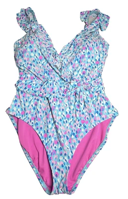 Traje de baño de una pieza Lilly Pulitzer Delphie azul Hottie Dottie talla 16 Foto 1 de 4