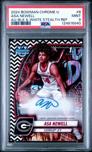 Asa Newell PSA 9 Auto 10 BOWMAN CHROME U 2024 Georgia Atlanta Hawks #'d /48 - Picture 1 of 2