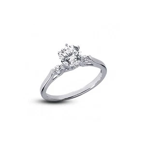 Klassischer Ring 4,10 kt F-SI1 runder natürlicher zertifizierter Diamanten 18 kt Gold mit drei Steinen - Bild 1 von 3
