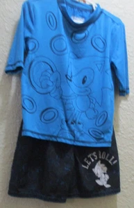 Sonic the Hedgehog Boys Sun Protective Rashguard Swim Shirt & Trunks Size 4/5 - Picture 1 of 7