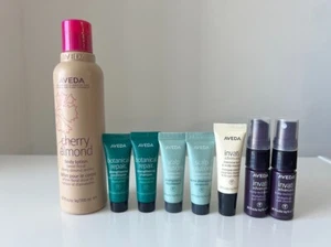 Aveda Cherry Almond Body Lotion 6.7 oz + 7 pc Travel Hair & Scalp Care Set - Picture 1 of 5