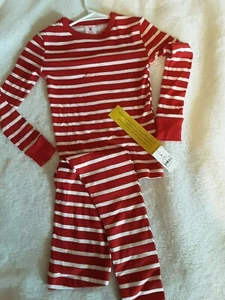 Kids' Striped 100% Cotton  2 piece  Pajama Set - Red Size 6 Unisex Long Sleeve - Picture 1 of 3