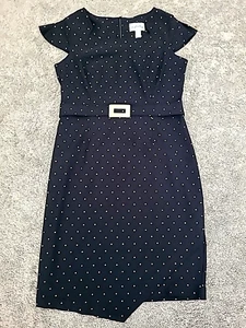Joseph Ribkoff Black/Gold Metallic Dots Detail Midi Pencil Dress Size CAN/US 14 - Picture 1 of 12