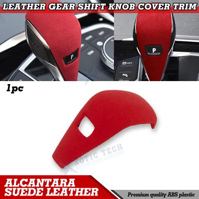For BMW G20 G21 4dr 2019+ Red Alcantara Suede Leather Gear Shift Lever Knob Trim - Image 1 of 4