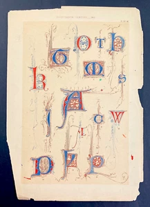 alphabet letters 14th century from Lansdowne Collection British Museum mss p 45 - Picture 1 of 3