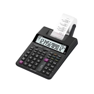 Compact Black Printing Calculator with Dual Power 12 Digit LCD Display - Image 1 of 4
