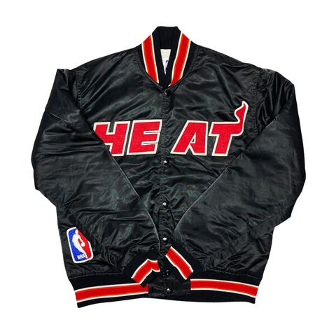vtg rare nba miami heat starter satin jacket mens Large Cover