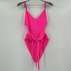 Mara Hoffman Gamela Self-Belt One-Piece Swimsuit in Hot Pink sz XS $250 Swim