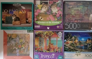 6 Jigsaw Puzzles 300 - 500 Pieces Tropical Cats Autumn Vase Flowers Fruit Cats - Picture 1 of 10
