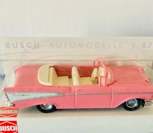 Busch Automodelle 1:87 Die-Cast Miniature 57 Pink Chevy Bel Air Convertible Car - Picture 1 of 2