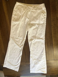 Pantalón New York And Company Blanco Mezcla Algodón Talla 6 Elástico Tiro Medio - Imagen 1 de 9