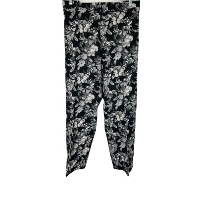 Isaac Mizrahi Regular 24/7 Stretch Floral Printed Slim Leg Pants Black Size 30W - Image 1 of 2