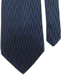 Corbata de cuello geométrica 100 % seda DKNY para hombre azul marino 4" x 55" - Imagen 1 de 2