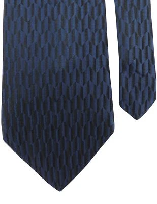 Corbata de cuello geométrica 100 % seda DKNY para hombre azul marino 4" x 55" Foto 1 de 2
