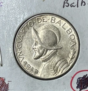 1930 Panama 1/4 Balboa Silver Coin Excellent Condition High Value - Picture 1 of 6