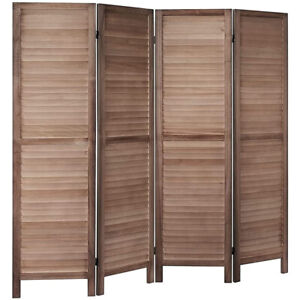 Wood Room Dividers with Shelves Folding Privacy Screen Partition Panels 4 Colors