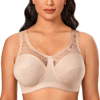 Women's Lace Plus Size Bra Minimizer Unlined Wireless Full Coverage Bras 32 - 52 - Image 1 of 4
