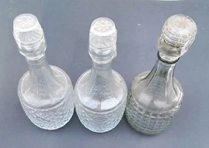 3 Glass Decanters, Matching Pair Lozenge Cut + 1 Square cut - Picture 1 of 2