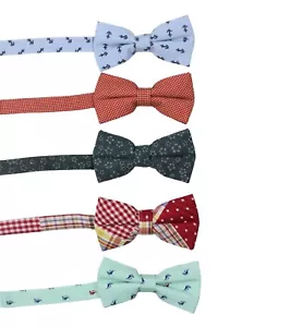 SET OF 5 Mens Classic Fashion Pre-Tied Bow Tie 100% Cotton #24 - Picture 1 of 1
