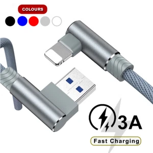 90 Degree Elbow Fast USB Charger Cable Cord for iPhone 8 7 6 5 X XR 11 12 13 14 - Picture 1 of 12