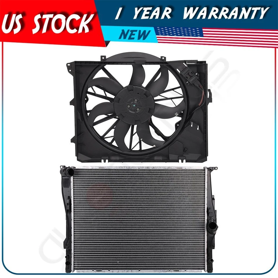 Electric Cooling Fan and Radiator Assembly For 2006 2007 2008 2009-2011 BMW 323i - Image 1 of 4
